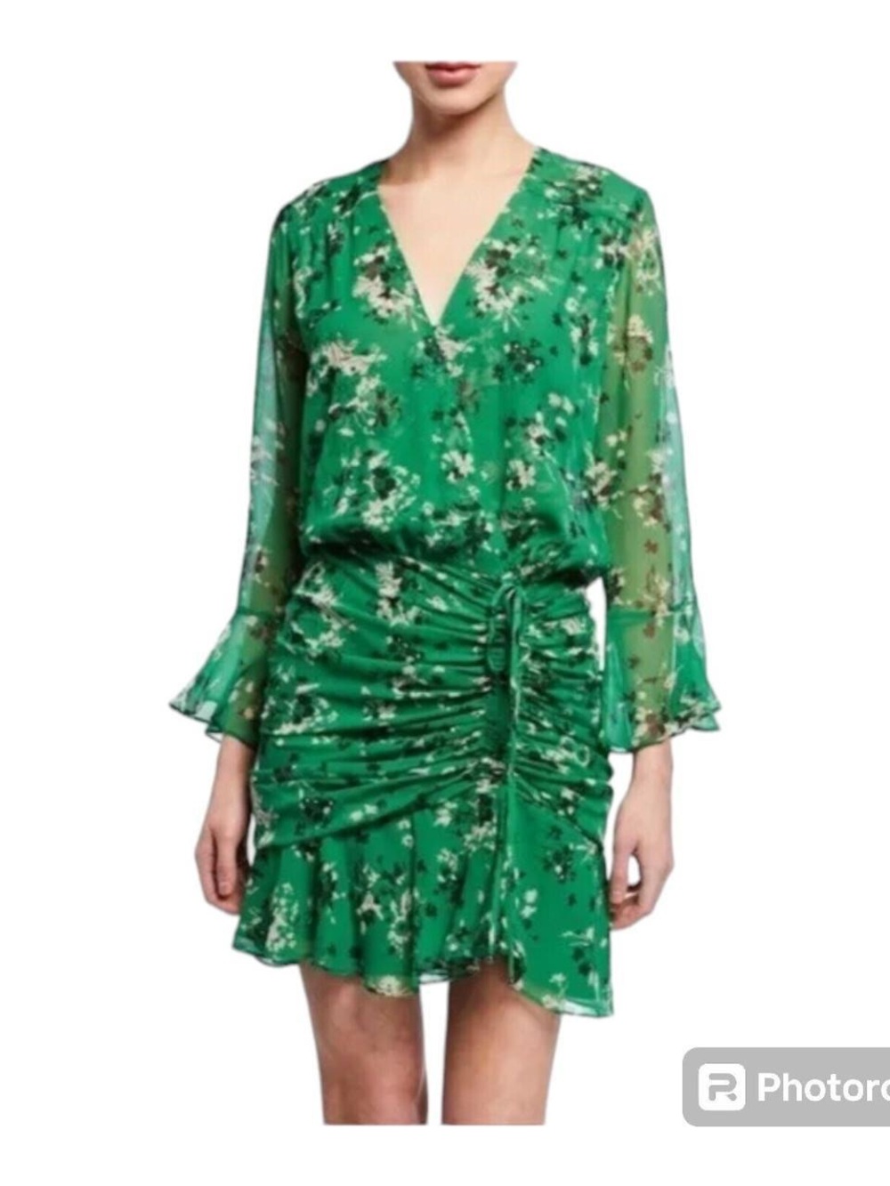 Veronica Beard - Sean Floral Long Sleeve Mini Dress - Green Multi